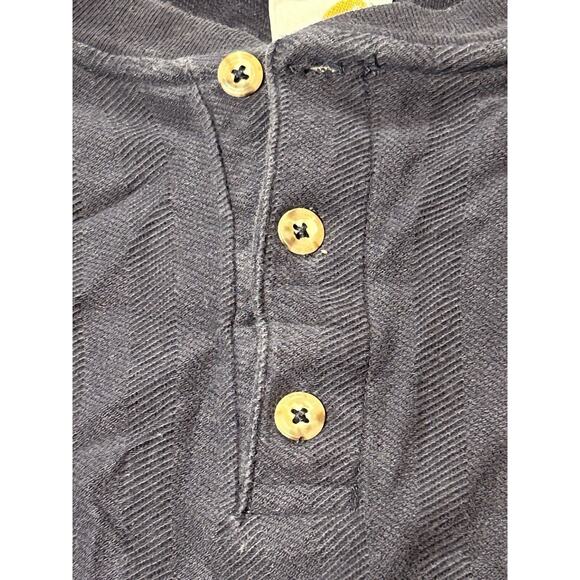 Carhartt Henley Shirt Mens Large Navy Blue Short Sleeve Textured Design Buttons - Picture 6 of 9